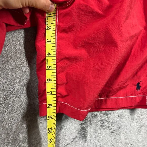Polo Ralph Lauren Swim Trunks Mens Medium Red Board Shorts Pocket Beach Pool - Picture 11 of 15